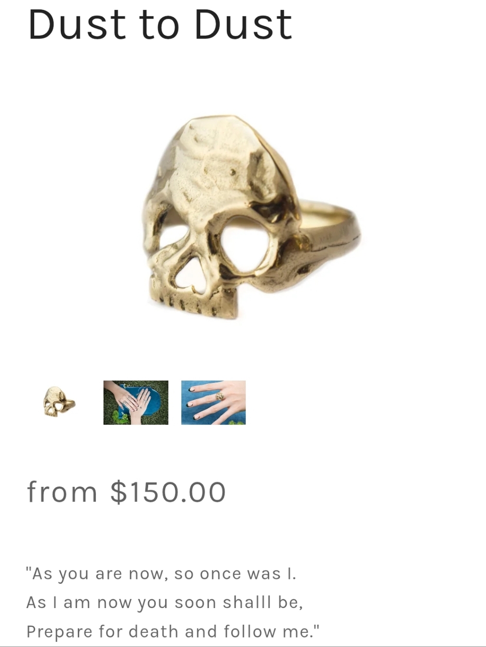 Sterling Silver Skull Ring - Margaret Cross Dust to Dust - Statement Ring - Picture 2 of 10